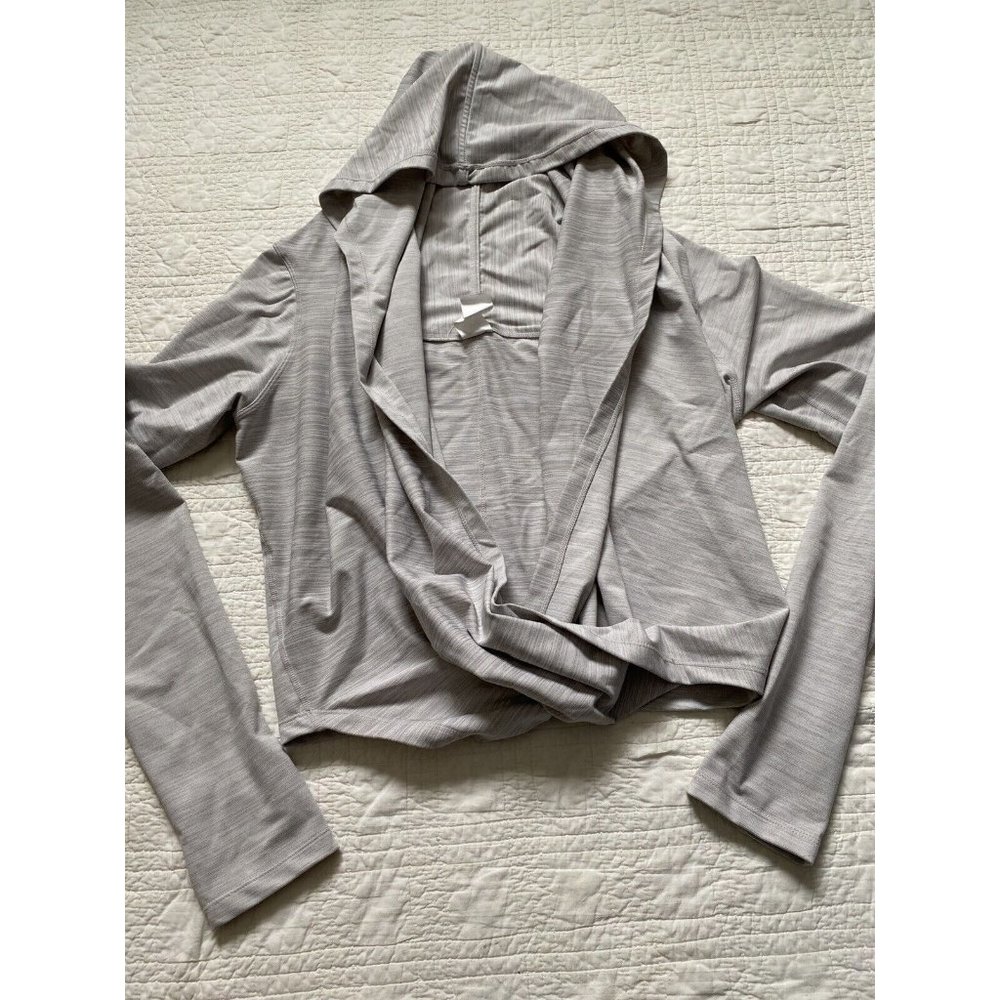 ZYIA ACTIVE Haze Yoga Wrap Top Long Sleeve Hooded Cross Front Pullover L Large - Picture 2 of 8